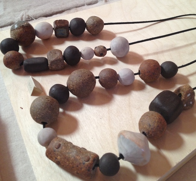 Earthy ceramic necklaces by Jujumade. 